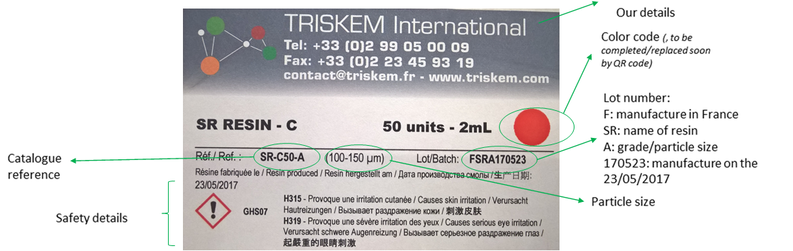 Labelling of TrisKem products