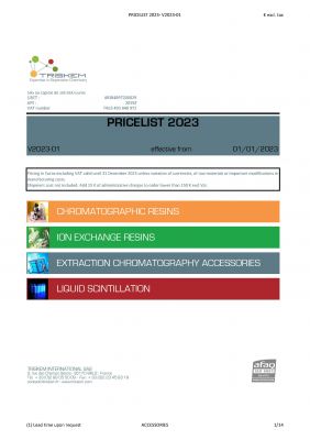 Pricelist 2023