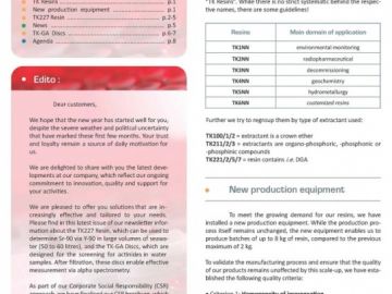 The latest issue of our TrisKem Infos Newsletter (n°26) is available online now! In this issue we are discussing two new products:
· TK227 Resin, developed...