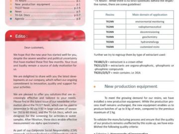 The latest issue of our TrisKem Infos Newsletter (n°26) is available online now! In this issue we are discussing two new products:
· TK227 Resin, developed...